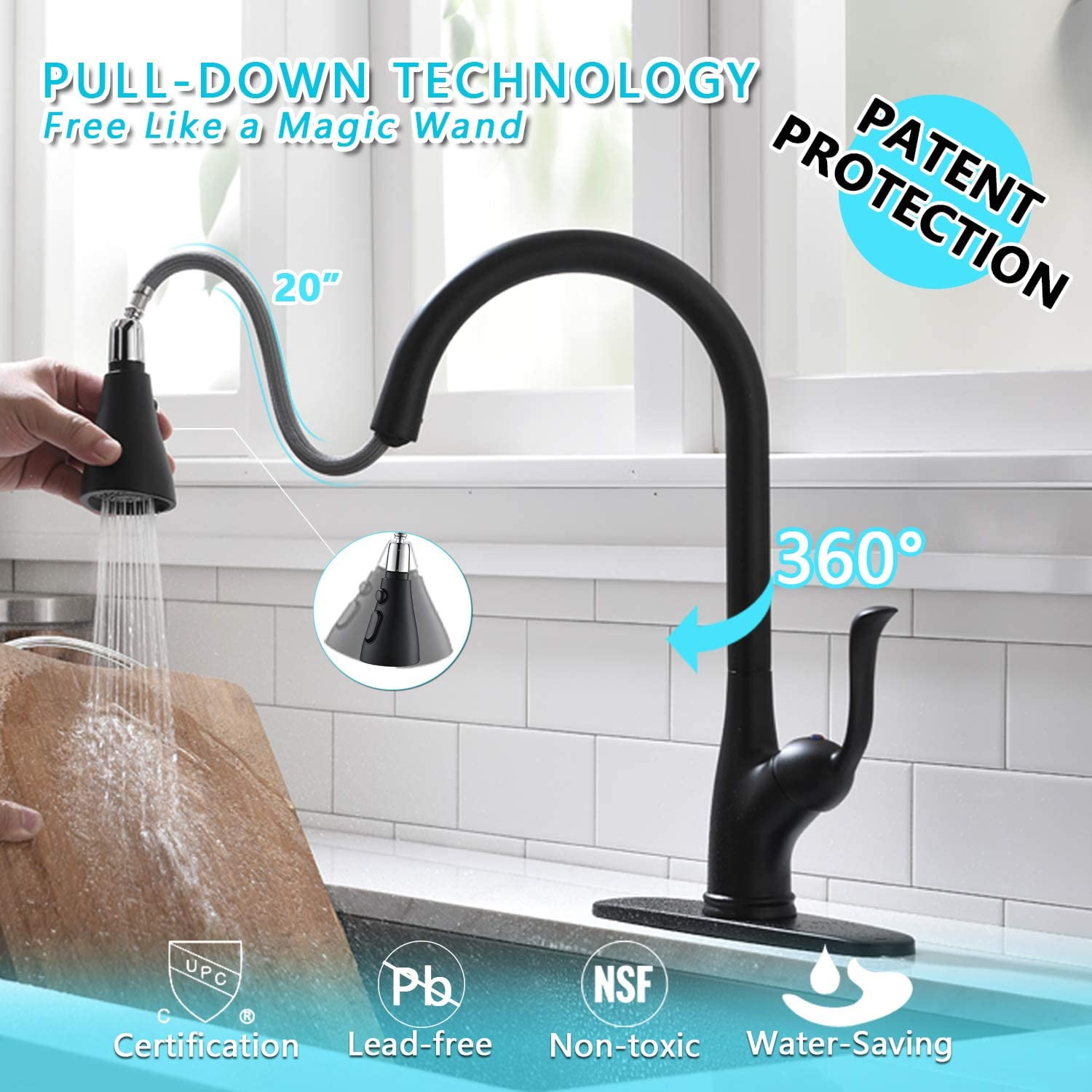 Appaso APS149MB Matte Black Kitchen Faucet