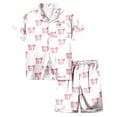 thumbnail image 3 of Valentine P𝙖𝙟𝙖𝙢𝙖s Girls 10-12 Button Up Cute Graphic Print Short Sleeve Loungewear Clothes Set Loose Home Clothes 2 Piece Summer Loungewear, 3 of 4