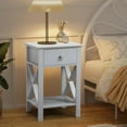 thumbnail image 3 of Ktaxon Set of 2 Nightstands for Bedroom Rustic Bedside End Tables with Drawer Storage,Gray, 3 of 14