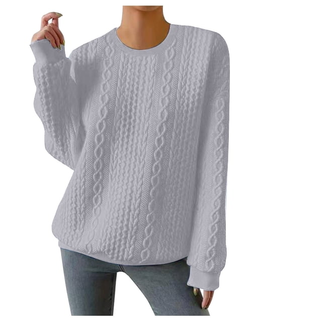 Timegard Womens Long Sleeve Tops Crewneck Drop Shoulder Solid Color Pullover Fall Casual Loose Blouse
