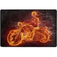 thumbnail image 3 of FREEAM Funny Skull Area Rug 4'x6', Fire Skeleton Riding Motorcycle Polyester Area Rug Mat for Living Dining Dorm Room Bedroom Home Decorative, 3 of 6