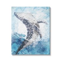 Stupell Industries Splashing Marine Whale Animals & Insects Painting Gallery Wrapped Canvas Print Wall Art, 24 x 30