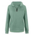 thumbnail image 3 of Cnbwig Womens Hoodies Sweatshirts Pullover Sweatshirt Oversized Half Zip Long Sleeve Solid Color Hoodie Teen Girls Fall Blouse Casual Tops Comfy Fall Fashion Outfits Winter B5-Green XL, 3 of 5