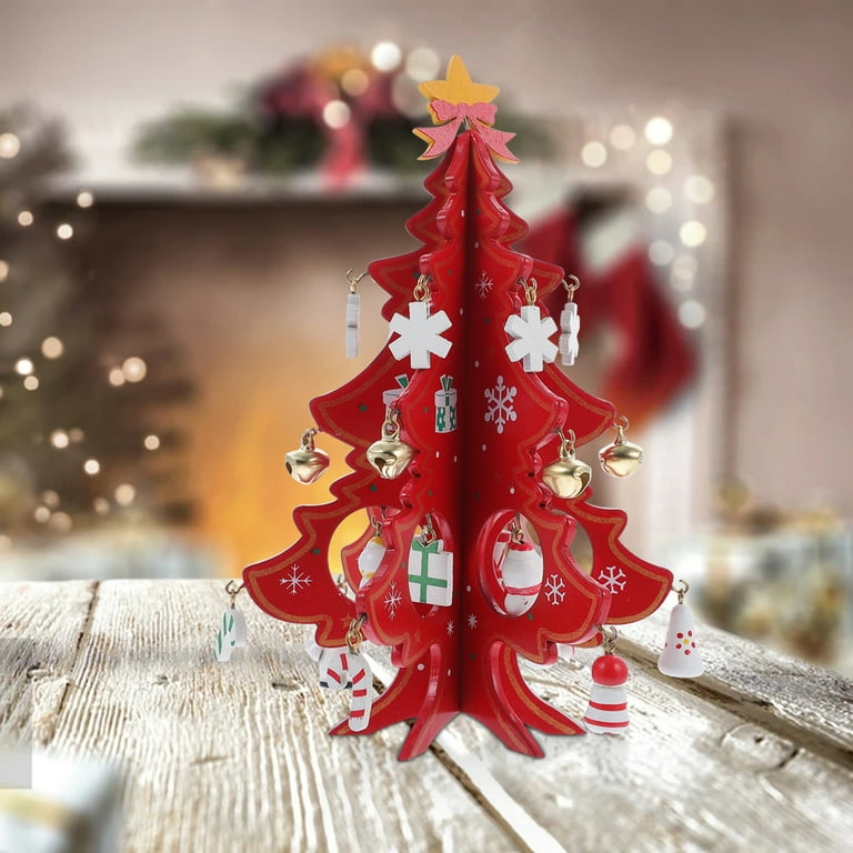 3D Xmas Tree Model Christmas Decor Wood Centerpieces for Tables Tabletop  Wooden 