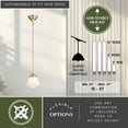 thumbnail image 4 of Huntley LED Compatible Gold Brass Farmhouse Mini Pendant Ceiling Light White Schoolhouse Glass, 4 of 12