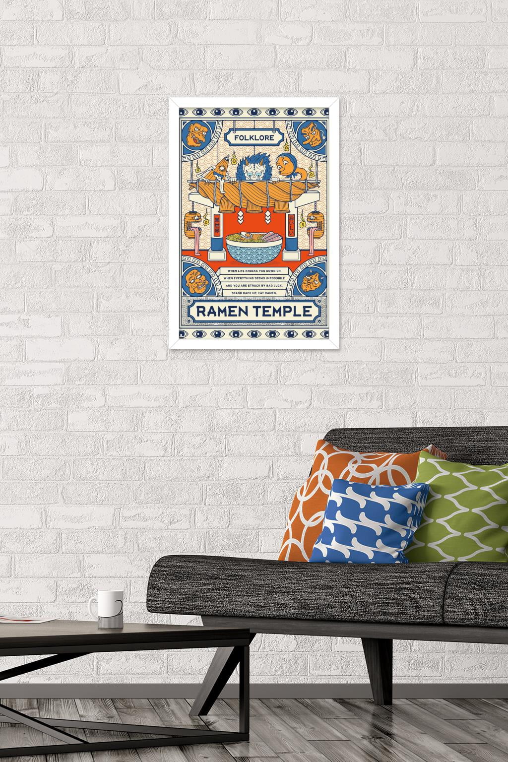Ramen Temple Wall Poster, 14.725" x 22.375" Framed