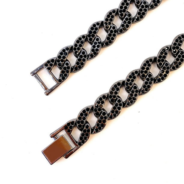 Joyería de personalidad de hip hop, collar de moda de hip hop europeo y americano, collar de cadena de clavícula de diamante negro estilo ins para hombres