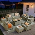 thumbnail image 2 of Ovios 10 Pieces Outdoor Patio Furniture with 54" Gas Fire Pit All-Weather Rattan Wicker Conversation Set Outdoor Sectionals for Garden, 2 of 12