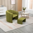 thumbnail image 5 of Mid Century Accent Chair with Ottoman, Upholstered Round Arms Chair with Curved Backrest and Footrest, Comfy Lounge Chair for Living Room, Bedroom, Reading Room, 5 of 7