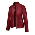 thumbnail image 2 of Giolshon Women's Plus Size Faux Leather Zip Up Moto Fashion Jacket for Spring Fall, 2 of 5