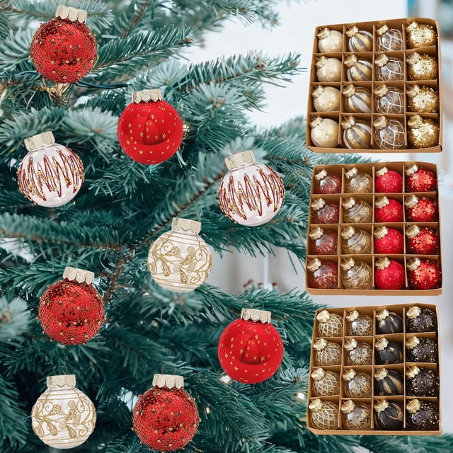 Adornos Navideños: 16 Bolas Navideñas Color Champán, Negro y Dorado | Decoración para Fiestas En Casa | Plástico | 6X6Cm | 16 Unidades | Sku: Ufo251016004Bk