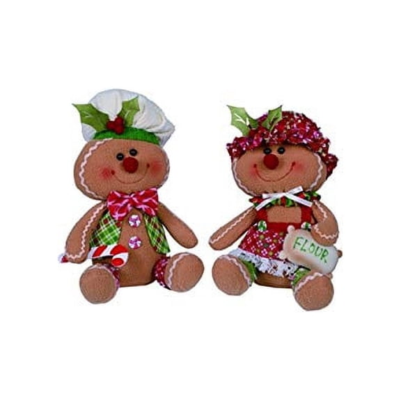 Transpac Plush Gingerbread Sitter, Set Of 2, Assortment