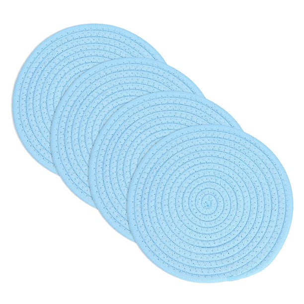 Uxcell 4 Pcs Trivets for Hot Dishes, 8 Inch Cotton Potholders for Hot Pots and Pans Cotton Rope Woven Trivet Heat Resistant for Kitchen Table Countertop, Azul