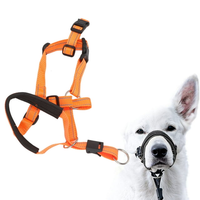 Collar Ajustable Para Cabeza de Perro, Bozal para Perro Con Banda Nasal Acolchada Para Perros Grandes, Pequeños Medios y Pequeños