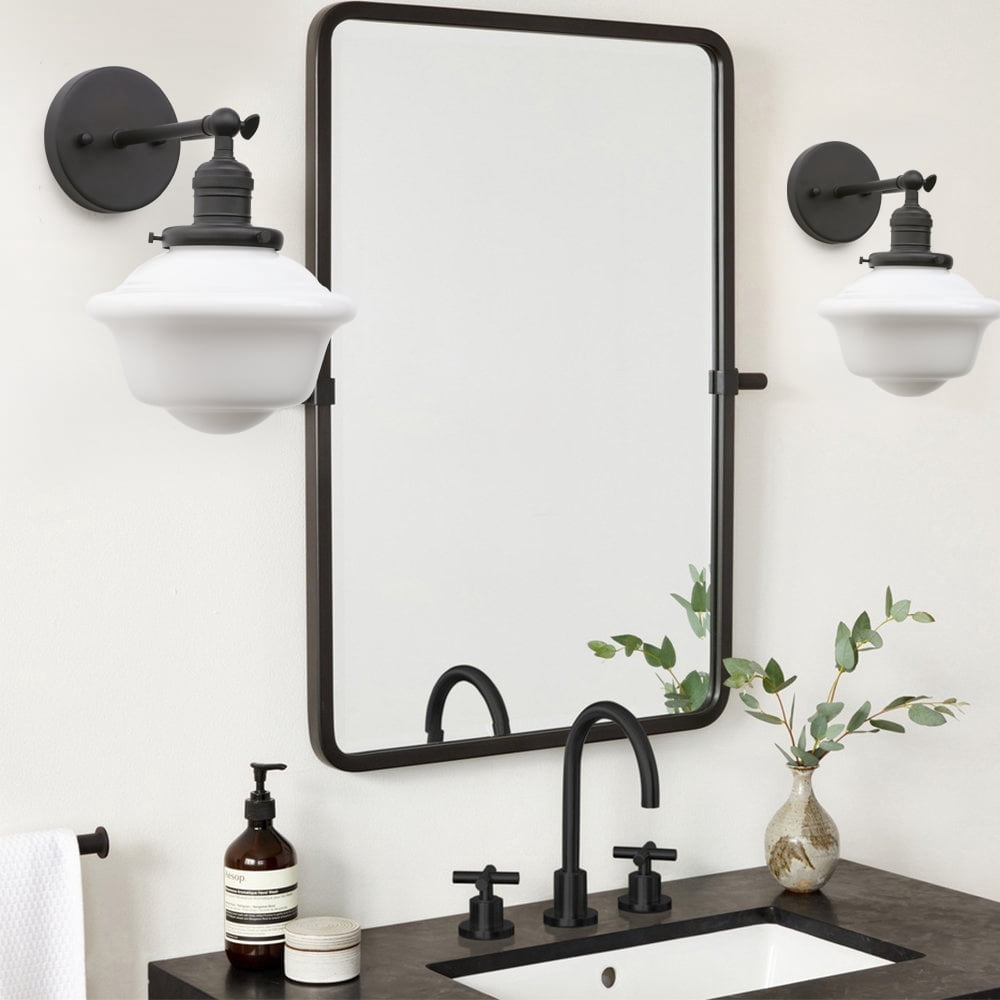 Pathson 1-Light Wall Sconce Milk White Glass Shade Wall Lighting for Living Room Bathroom