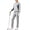 Light gray-Navy, variant on Women's 2Pc V Neck Tracksuit, 4 Way Stretch Breathable Reflective for Golf Running Casual Light Gray Navy S