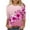 Pink, variant on LYXSSBYX 3/4 Length Sleeve Womens Tops Women's Fashion Casual Color Block Printing Round Neck 3/4 Sleeve T-shirt Top Blouse