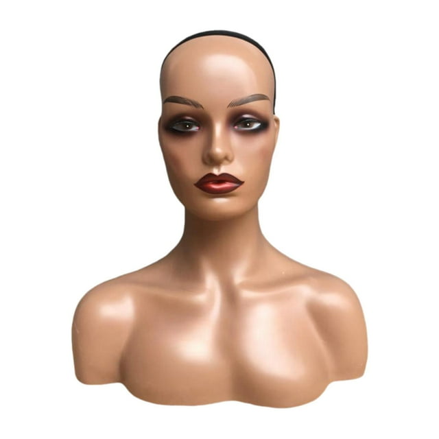 Cabeza de maniquí femenino, busto de cabeza de maniquí, circunferencia de la cabeza 53 cm, exhibición de peluca Estilo A