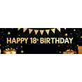 thumbnail image 4 of LUUFILx Happy 18th Birthday Party Banner Backdrop Birthday Decoration Background Photography Props Celebration Supplies Gold Balloons Cake, 4 of 6