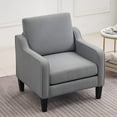 thumbnail image 2 of VINGLI Mid-Century Modern Accent Chair,Living Room Upholstered Armchair with Scooped Arms for Bedroom,Apartment,Studio,Office,Waiting Room,Light Gray, 2 of 7