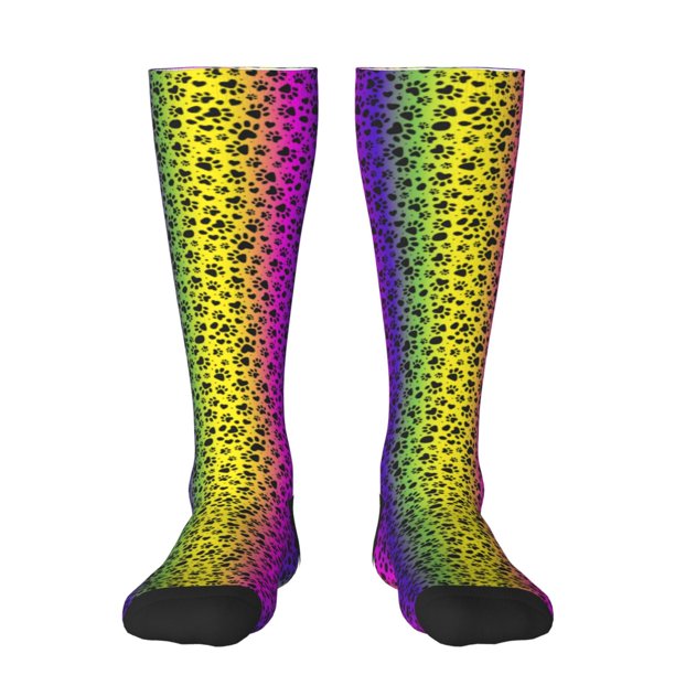 Balery Animal Paw Rainbow Calcetines novedosos Calcetines deportivos Calcetines hasta la rodilla Calcetines de algodón Calcetines originales y geniales