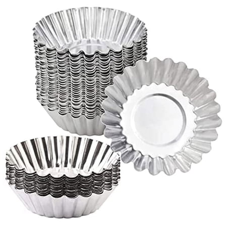 Egg Tart , Non-Stick and Reusable Tart Pan for Baking, Aluminum Mini Mould for Tarts, Mini Cakes