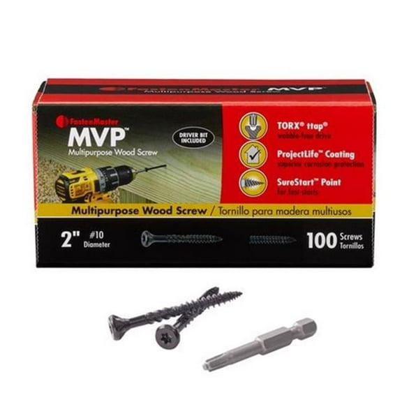 The FastenMaster MVP 2 in. L Torx Ttap Black Tapping Wood Screws 100 pk