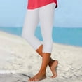thumbnail image 3 of Capri Leggings for Women Spring Summer Elastic High Waist Slim Fit Wave Hem Workout Yoga Pants Capris, 3 of 5