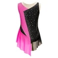 thumbnail image 3 of renvena Kids Girls Sparkle Rhinestone Color Block Sleeveless Gymnastics Ballet Leotard Mesh Splice Skating Jumpsuit Hot Pink 10, 3 of 7