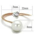 thumbnail image 2 of IP Rose Gold(Ion Plating) Stainless Steel Ring with Synthetic Pearl in White for Women White Stone Color Style TK1837 Size 9, 2 of 4