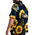 thumbnail image 3 of Crocodile Starry Sky Sunflower Men's Short Sleeve Hawaiian Beach Poplin Shirt Casual Printed Button Down Summer Unisex Shirt, 3 of 6