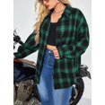 thumbnail image 3 of Zeagoo Womens Plus Size Flannel Plaid Shirt Roll Up Long Sleeve Mid-Long Button Down Shirts Casual Boyfriend Tops, 3 of 6