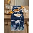 thumbnail image 3 of Ocean Coastal Table Runner, Sea Turtle Coral Starfish Seaweed Stripes Cotton Linen Kitchen Table Decoration Washable Dining Tabletop Runners for Home Party Decor 13x48 Inches, 3 of 9