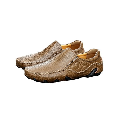 

Fangasis Men s Flats Slip On Dress Shoes Round Toe Loafers Work Outdoor Casual Shoe Non Low Top Loafer Brown 8