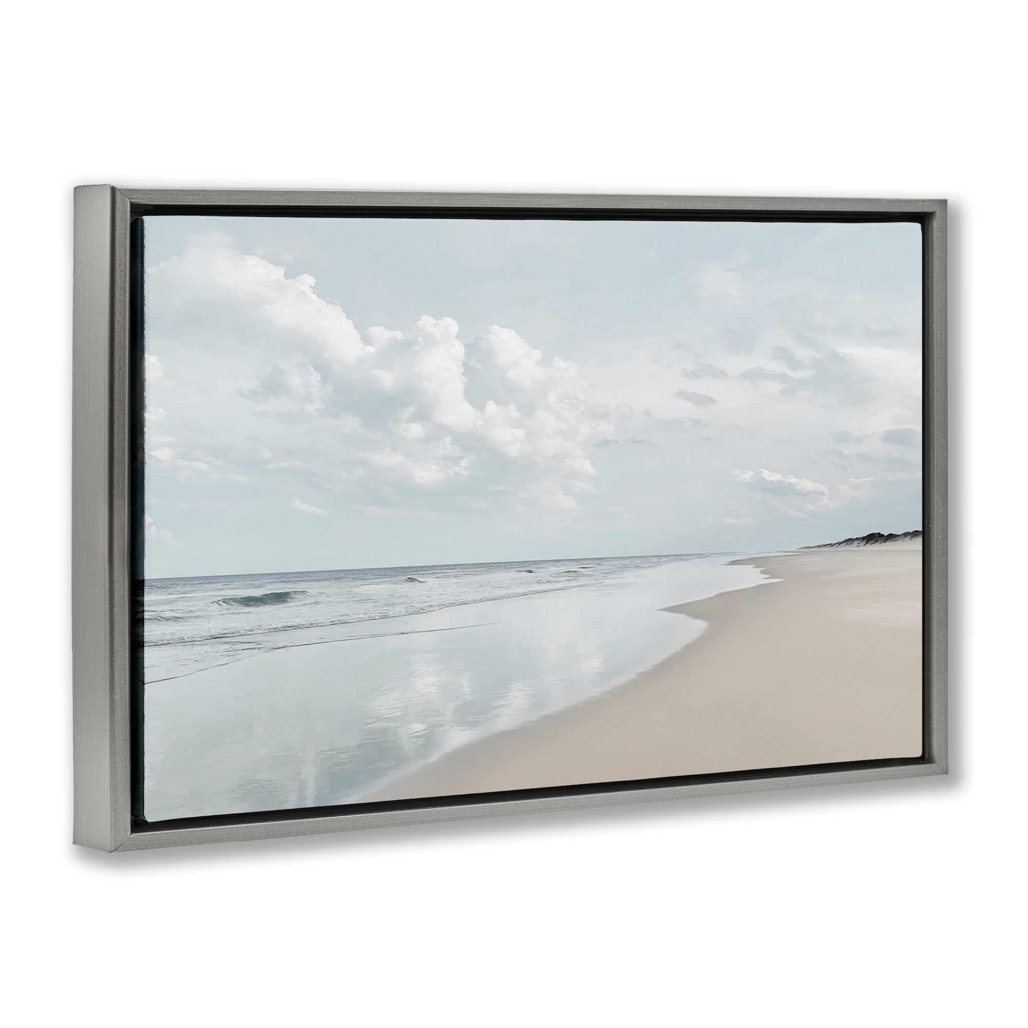 Stupell Industries Endless Beach View Nautical & Beach Photography Gray Floater Framed Canvas Art Print Wall Art, 25 x 17