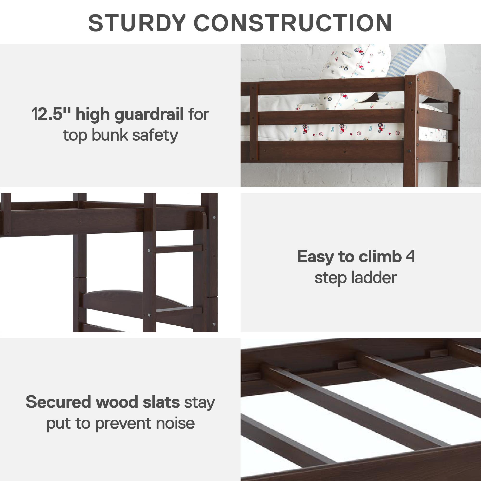 Better Homes & Gardens Leighton Twin-over-Twin Bunk Bed, Mocha photo 6