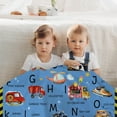 thumbnail image 4 of Kainsy Vehicles Alphabet Throw Blanket for Kids, ABC Letters Car Blanket for Boys, Alphabet Learning Gifts Blanket for Boys Girls, Baby Toddlers Cartoon Trucks ABC Alphabet Blanket(60"x80"), 4 of 8