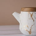 thumbnail image 5 of Taimei Teatime Tea Sets for Adults, 25 oz Ceramic Teapot Set with Infuser Tea Cups and Wooden Serving Tray, White Marble Design Tea Sets Giftable for Women & Tea Lovers, 5 of 8
