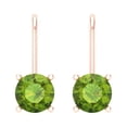 thumbnail image 3 of 1 Ct Round Cut Drop Dangle Green Natural Peridot 18K Rose Solid Solid Gold Everyday Dainty Earrings Lever Back, 3 of 7