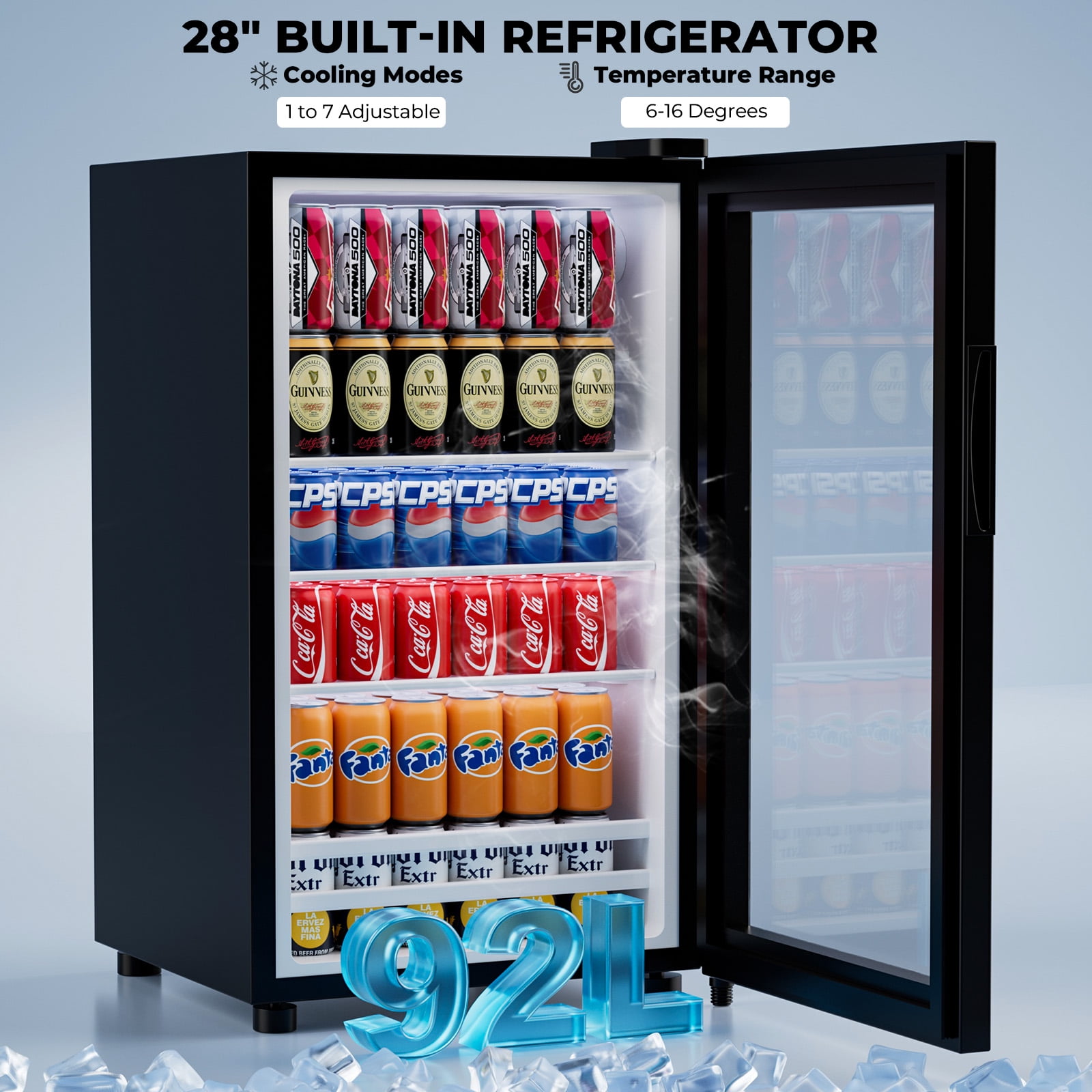 BROTTAR Fluted Wine Bar Cabinet with Fridge (Fridge Included), 47" Coffee Bar Cabinet with Wine Rack and Glass Holder, Liquor Cabinets with Drawer & Storage, Home Bar for Dining Room Kitchen, Black
