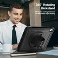 thumbnail image 4 of Case for iPad 10th Gen 10.9" 2022 A2757/A2777/A2696, Silicone PC Protective Cover with Pencil Holder Shoulder Strap & 360 Degree Rotating Hand Strap Kickstand 2 In 1 Case Cover, Black, 4 of 10