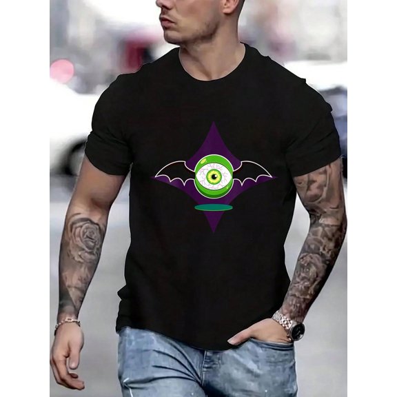 100 Cotton Graphic Tees Women Mens Halloween Floating Eye Eyeball Funny Bat Creepy O-Neck T-Shirt Crew Neck Short Sleeve T-Shirt, Casual Print Graphic Cotton Tees Men Tops