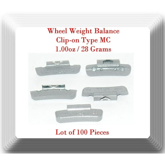 100 Pcs CLIP-ON Wheel Weight Balance MC Type 1.00ozFor All Type Alloy Rims
