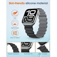 thumbnail image 3 of Wearlizer Magnetic Silicone Band Compatible with Apple Watch Bands for Women Men 44/45/46/49/42/41/40/38mm,Secure Fit Strong Magnetic Adjustable Strap for iWatch Ultra 2/1,SE2 SE Series 10 9 8 7 6-1, 3 of 7