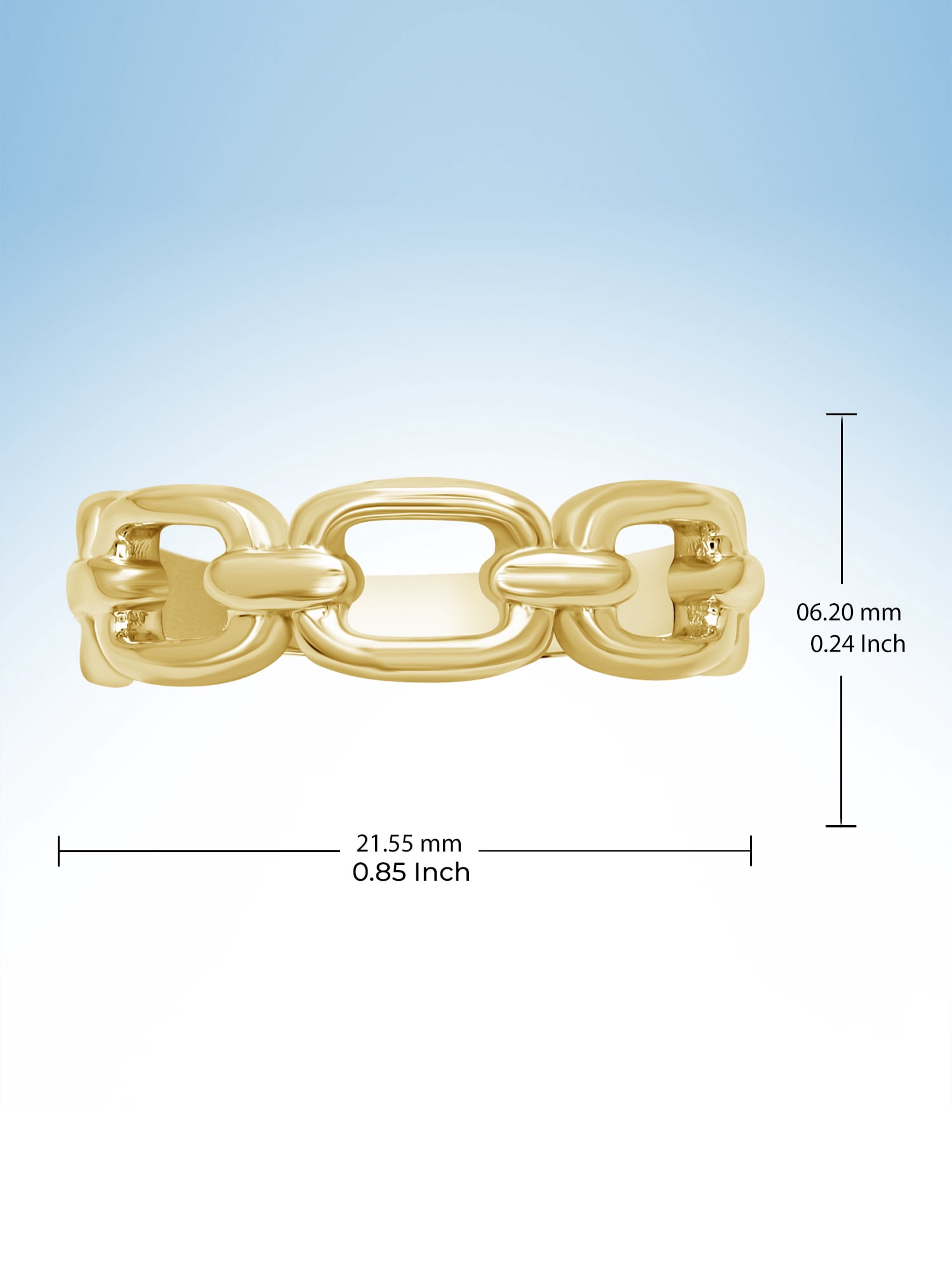 JewelersClub 14K Gold over Silver Link Friendship Ring for Women | Dainty 14K Gold over Silver Promise Ring For Women | Silver Hand-Crafted Link Ring For Women