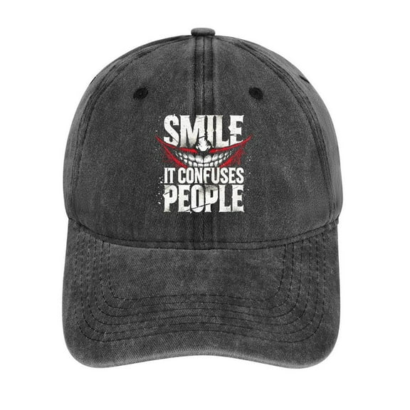 Smile, It Confuses People Hat Adjustable Funny Fashion Unisex Baseball Cap For Men Women