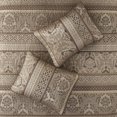 thumbnail image 4 of 6-Piece Brown & Gold Jacquard Quilt Set King/Cal King, Reversible Luxury Bedding with Throw Pillows, 4 of 13