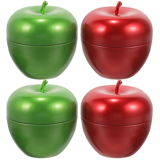 SHISUYAN 4Pcs Christmas Candy Jar Tea Canister Mini Tea Organizer Apple-shaped Tea Holder Tea Tins