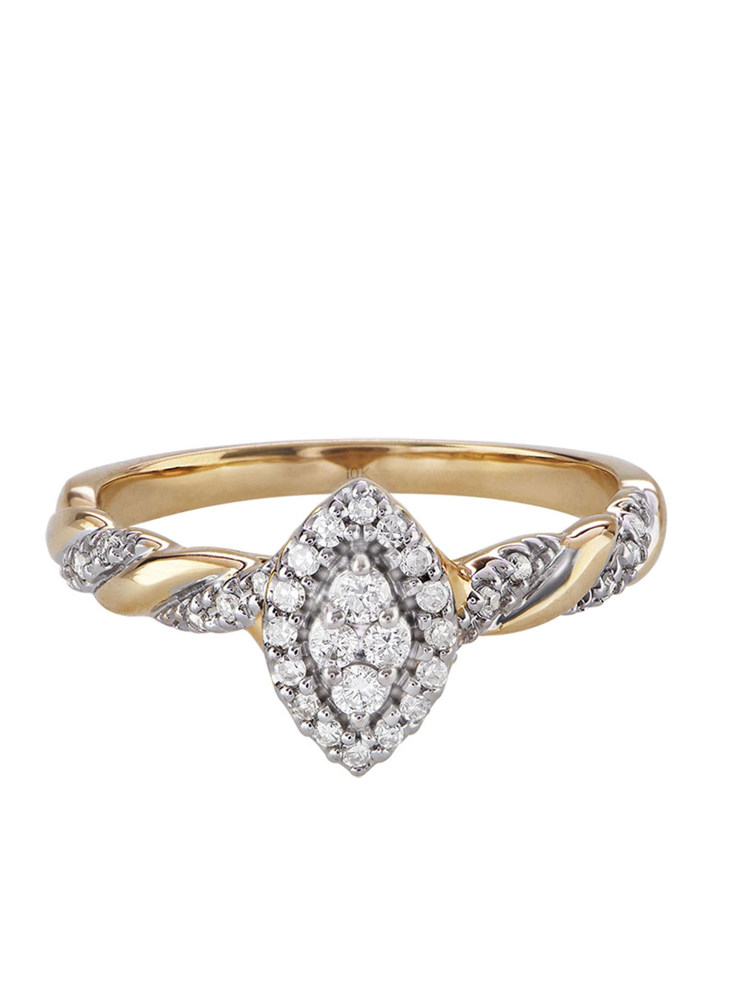 Keepsake 1/5ctw Diamond 10kt Yellow Gold Halo Twist Engagement Ring (H-I, I2)
