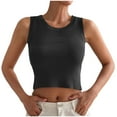 thumbnail image 6 of Wycnly Tank Tops for Women Soft Knitted Ribbed Sexy Slim Fit Going out Cropped Tops Vest Summer Solid Round Neck Sleeveless Shirts Fashion Blouses Black m, 6 of 7